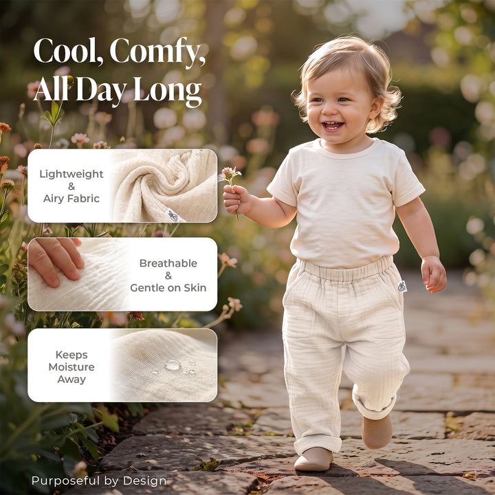 Pastelpops Off White Cotton Crinkle Safari Pant - 2-4 Years