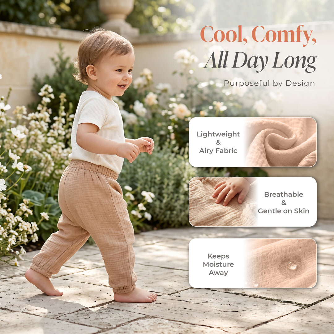 Pastelpops Beige Cotton Crinkle Diaper Pant - 2-4 Years