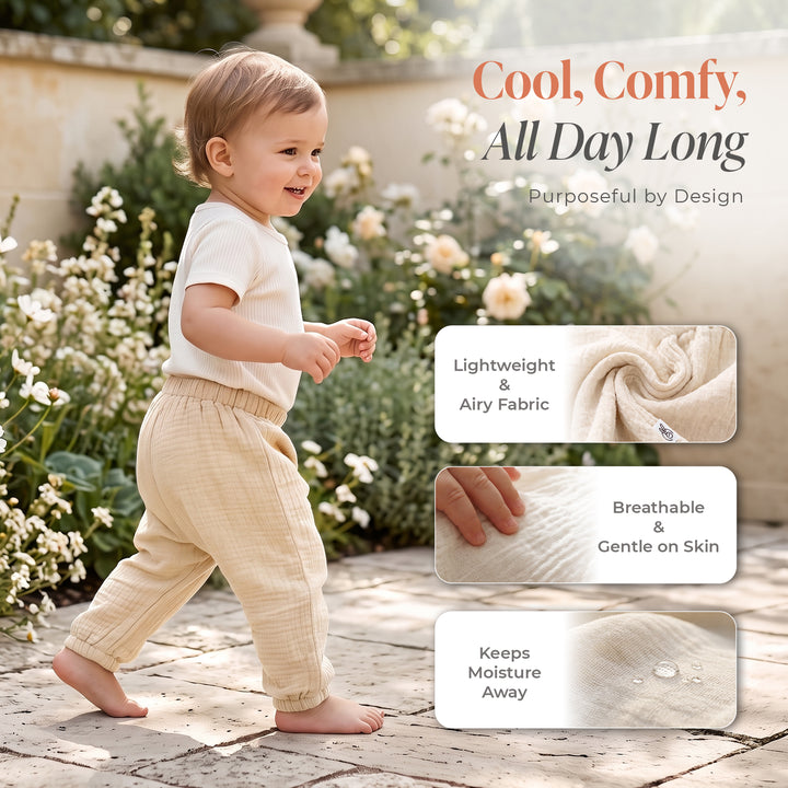 Pastelpops Off White Cotton Crinkle Diaper Pant - 2-4 Years