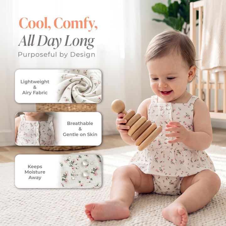 Pastelpops Off White Cotton Crinkle Frill Top & Bloomer 2-Piece Set