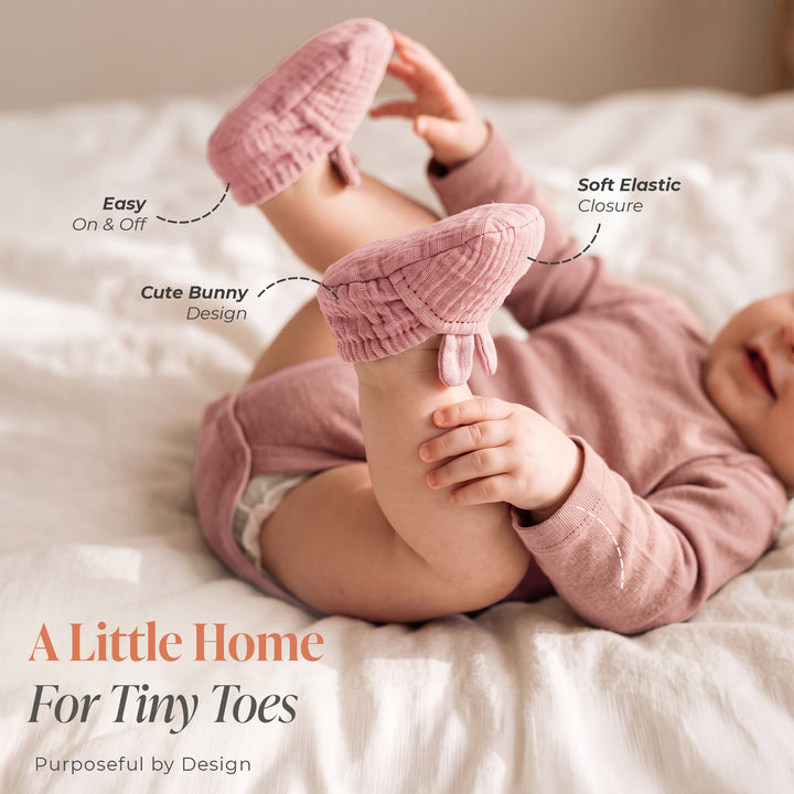 Pastelpops Dusty Rose Cotton Crinkle Footie