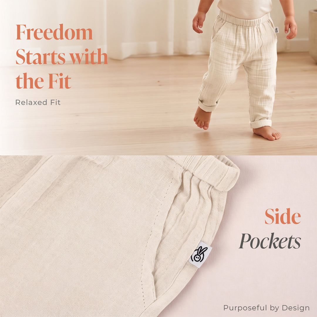 Pastelpops Off White Cotton Crinkle Safari Pant