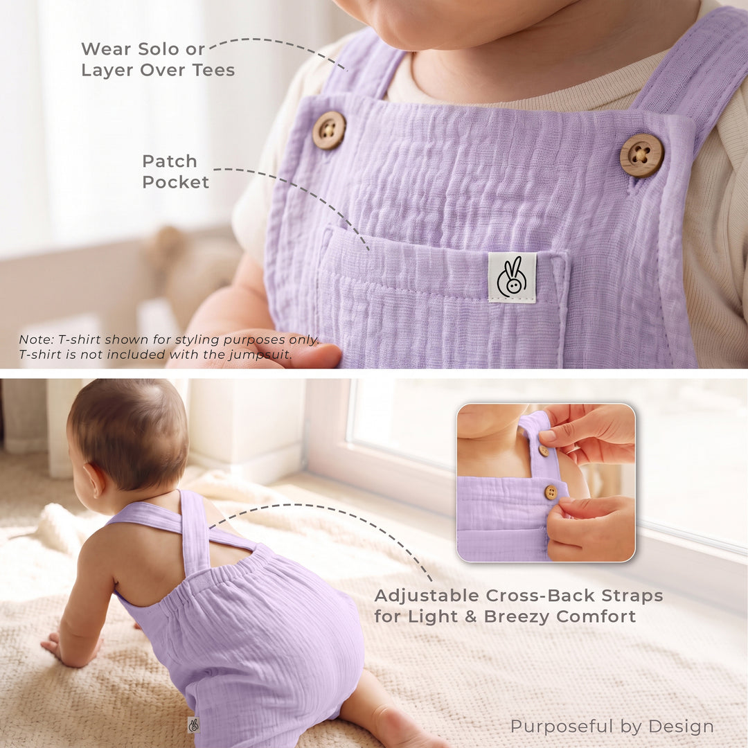 Pastelpops Purple Cotton Crinkle Jumpsuit With Pocket