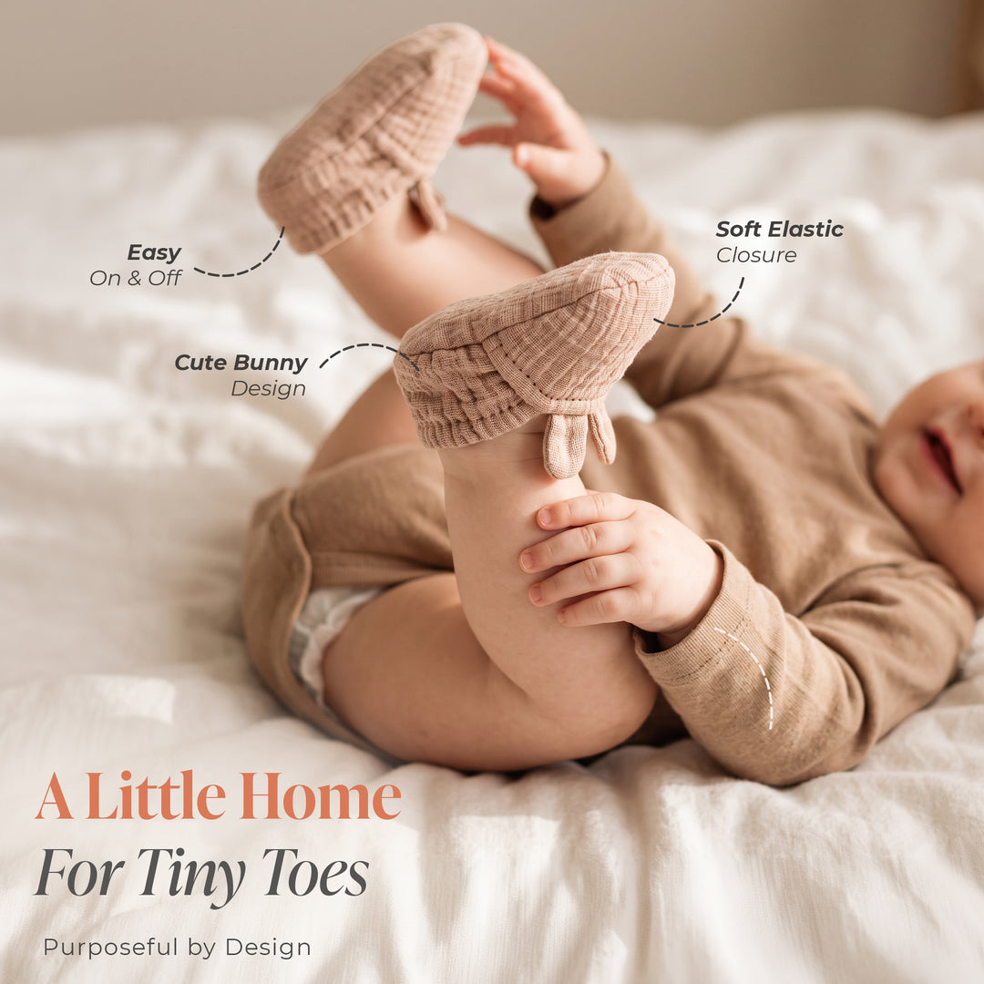 Pastelpops Beige Cotton Crinkle Footie