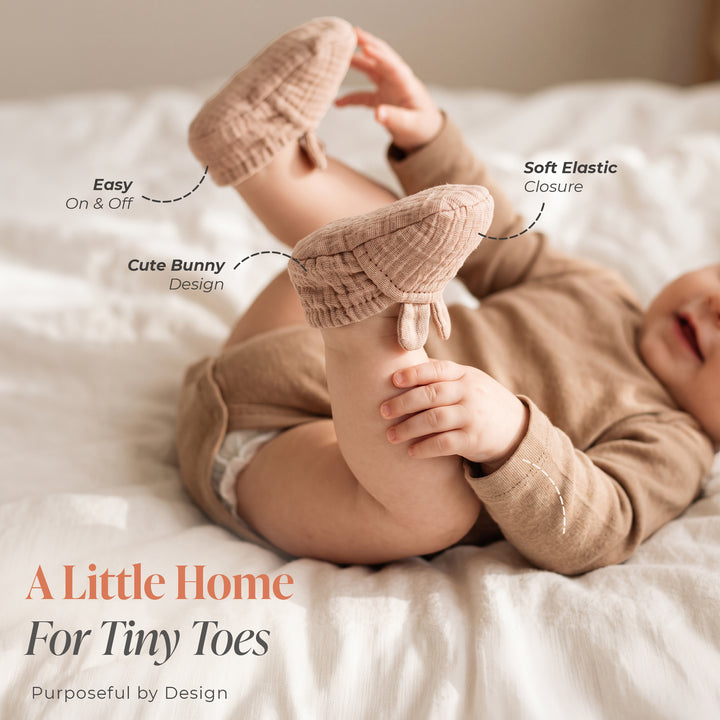 Pastelpops Beige Cotton Crinkle Footie