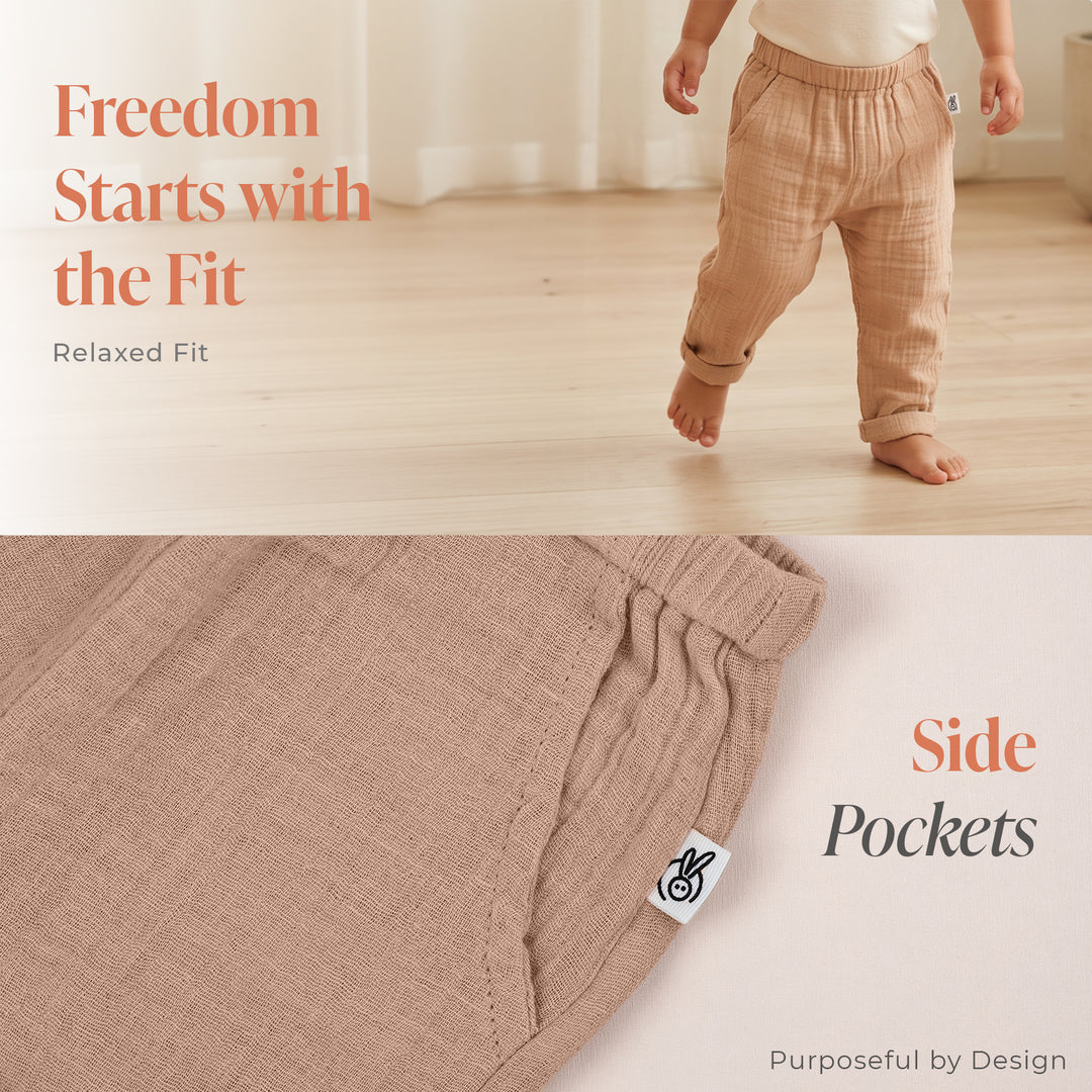 Pastelpops Beige Cotton Crinkle Safari Pant