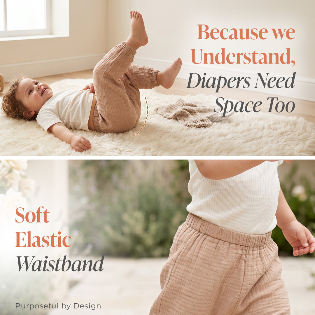 Pastelpops Beige Cotton Crinkle Diaper Pant - 2-4 Years