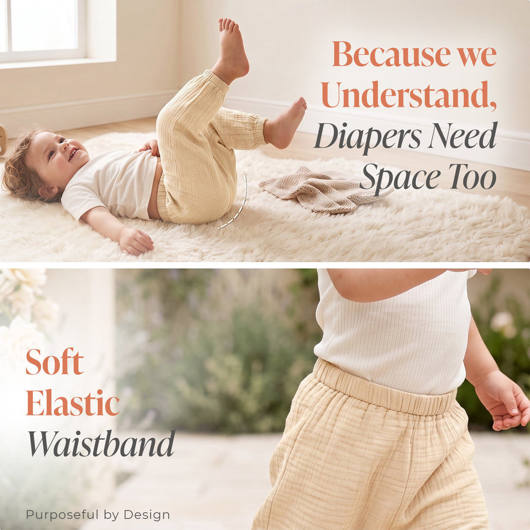 Pastelpops Off White Cotton Crinkle Diaper Pant - 2-4 Years