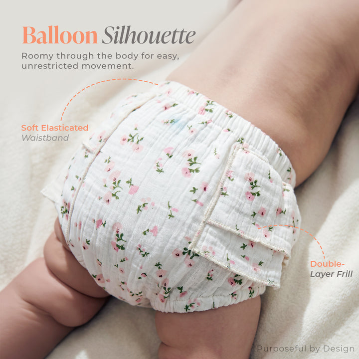 Pastelpops Off White Cotton Crinkle Frill Top & Bloomer 2-Piece Set
