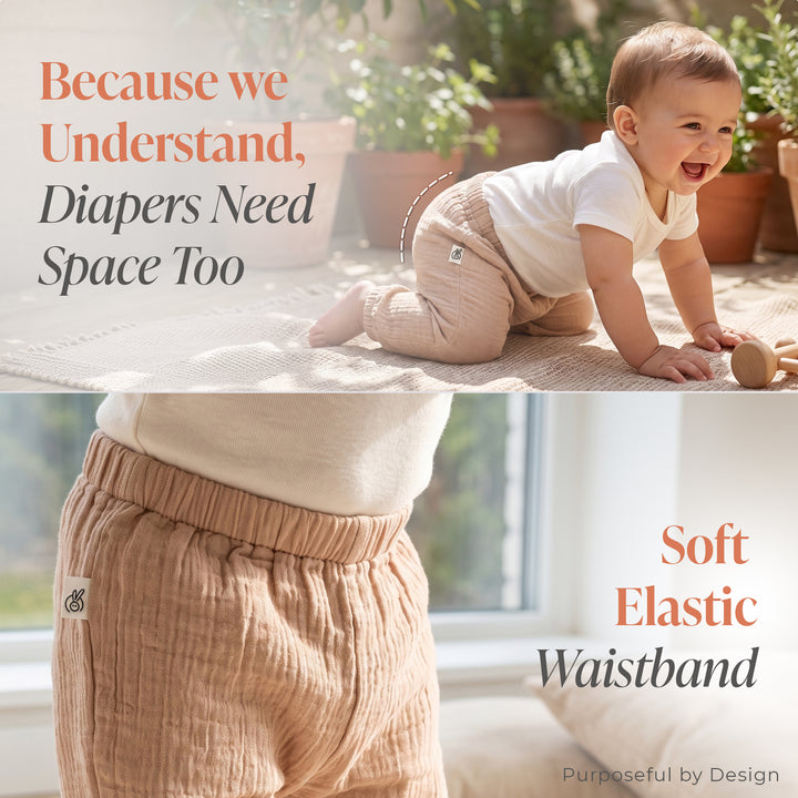 Pastelpops Beige Cotton Crinkle Safari Pant