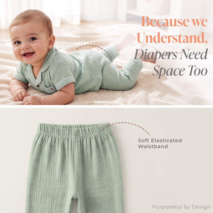 Pastelpops Sage Green Cotton Crinkle Night Suit