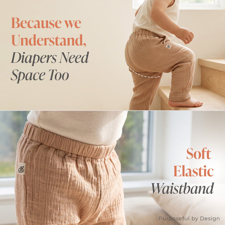 Pastelpops Beige Cotton Crinkle Safari Pant - 2-4 Years