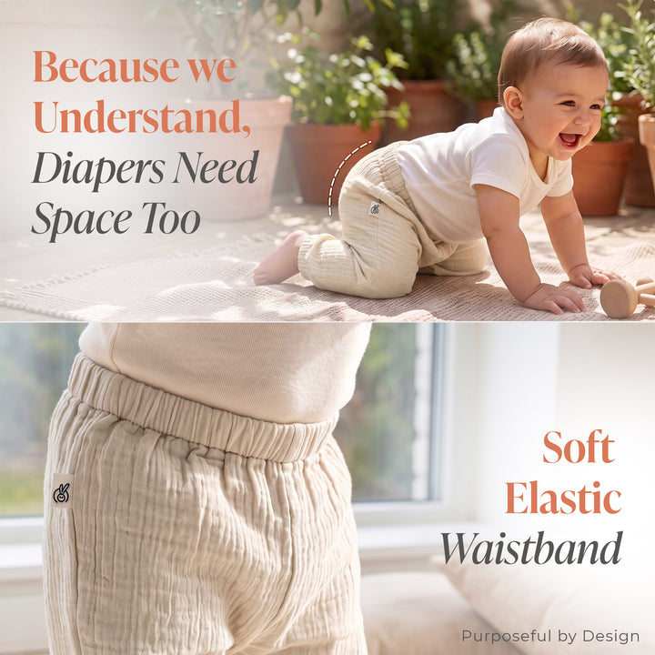 Pastelpops Off White Cotton Crinkle Safari Pant