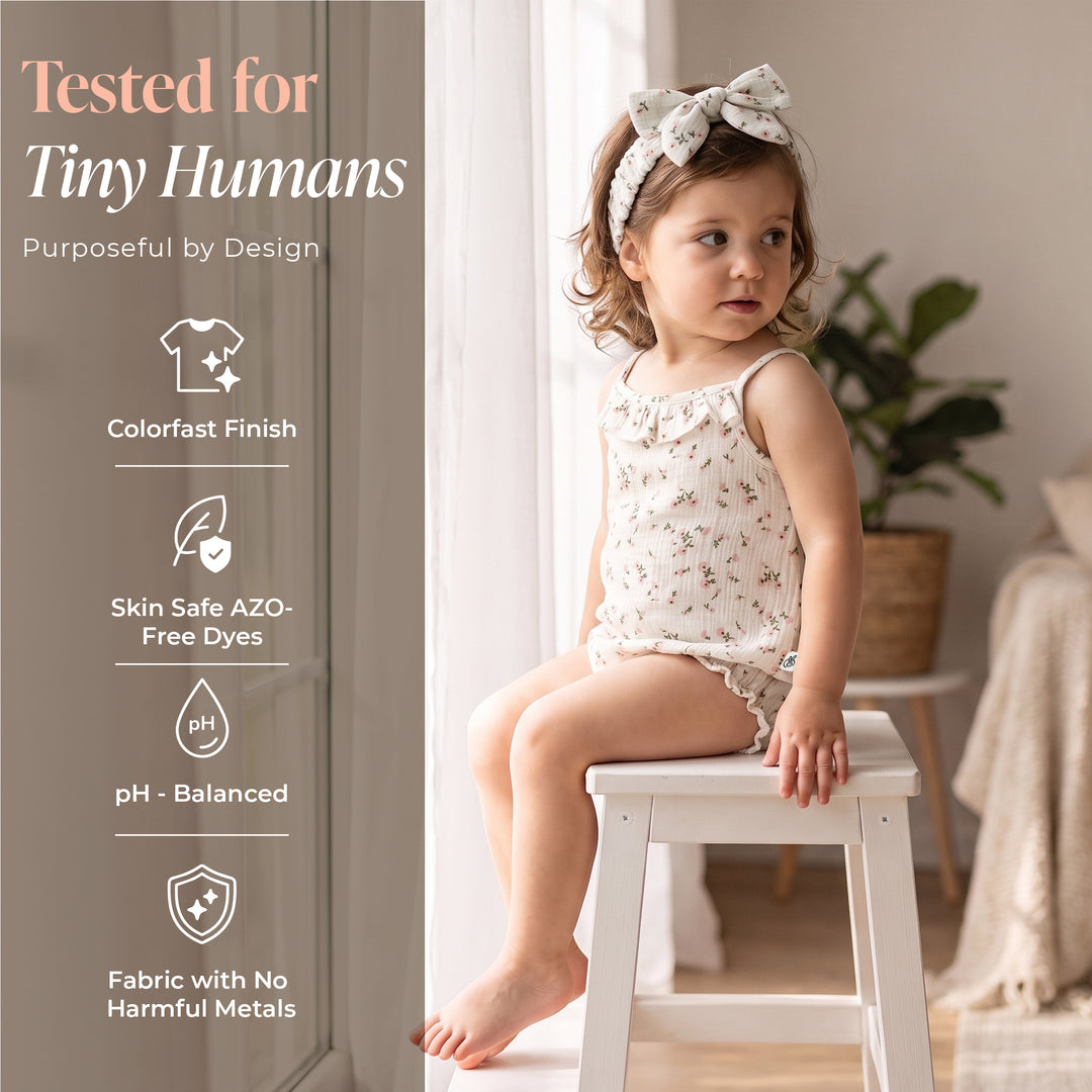Pastelpops Off White Cotton Crinkle Spaghetti Ruffle Onesie