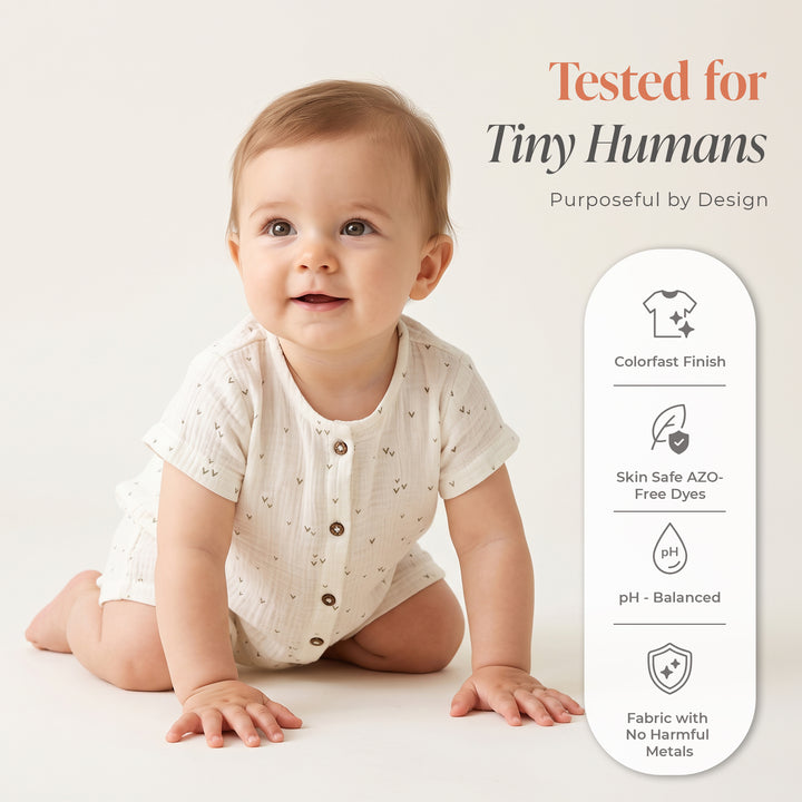 Pastelpops Off White Cotton Crinkle Half Sleeve Onesie