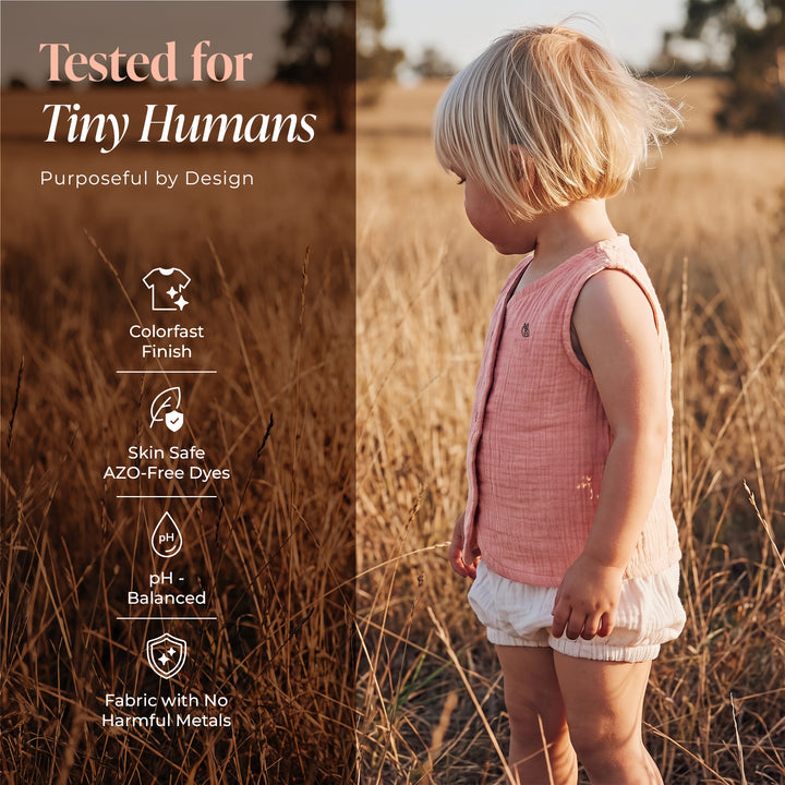 Pastelpops Multicolor Cotton Crinkle Front Open Vest & Bloomer 2-Piece Set (Design B)
