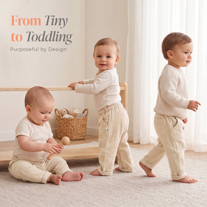 Pastelpops Off White Cotton Crinkle Safari Pant