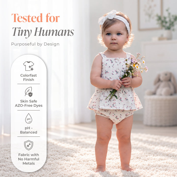 Pastelpops Off White Cotton Crinkle Frill Top & Bloomer 2-Piece Set