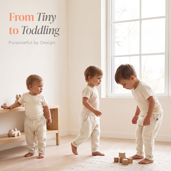 Pastelpops Off White Cotton Crinkle Safari Pant - 2-4 Years