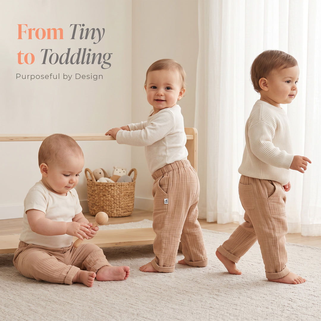 Pastelpops Beige Cotton Crinkle Safari Pant