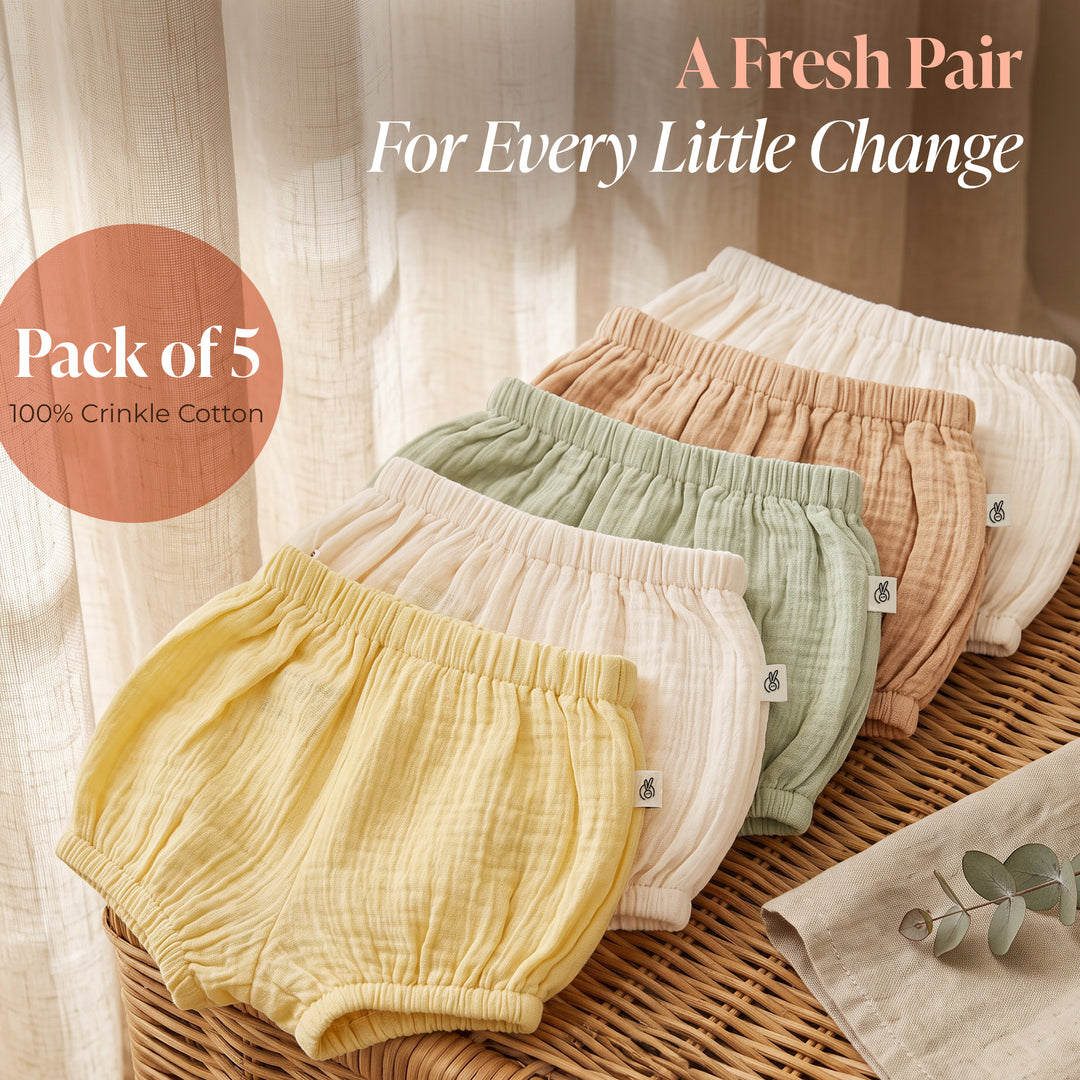 Pastelpops Multicolor Cotton Crinkle Bloomer Pack of 5