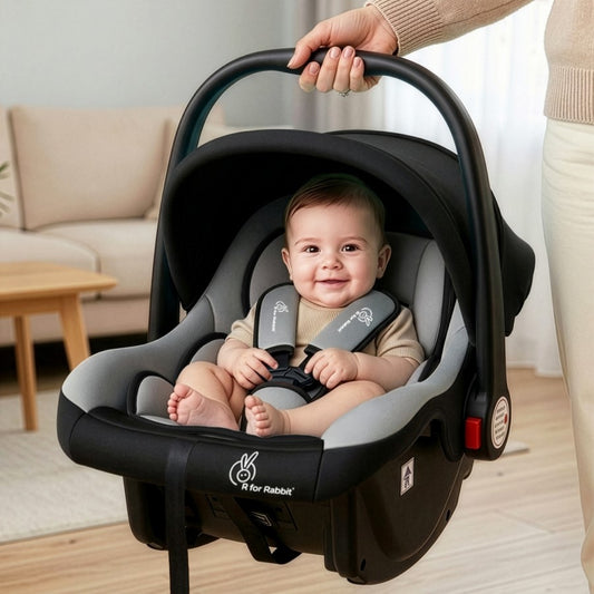 Picaboo 4 In 1 Multipurpose Baby Carry Cot Cum Car Seat With Safety Belt - Black Grey
