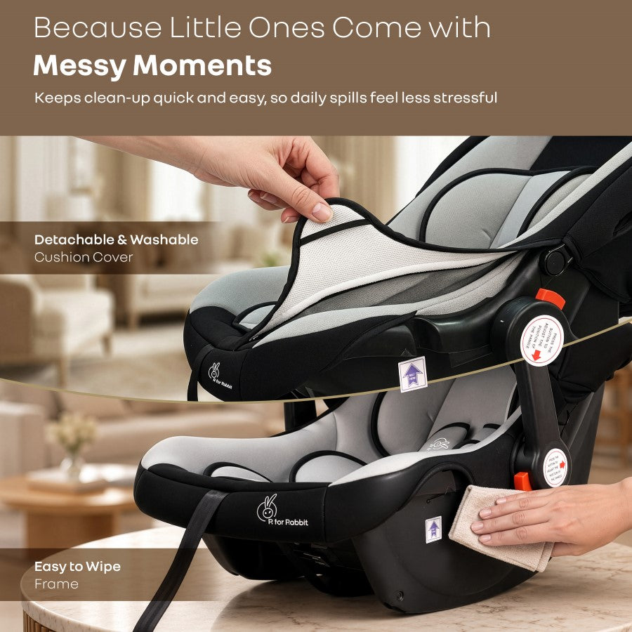 Picaboo 4 In 1 Multipurpose Baby Carry Cot With Personalized Name Tag - Black Grey