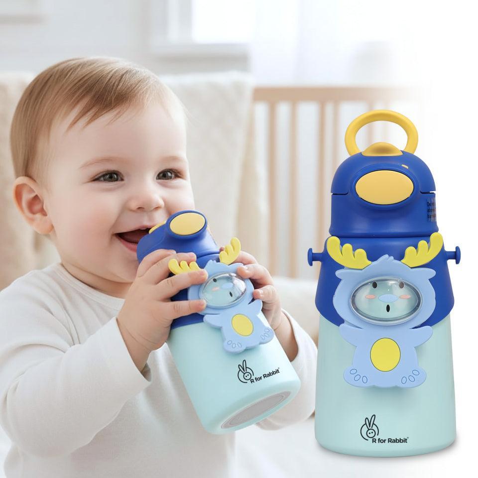 Steebo Zoobie Stainless Steel Sipper Feeding Bottle for Kids 550ml - Blue Deer