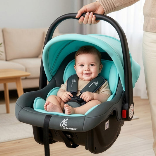 Picaboo 4 In 1 Multipurpose Baby Carry Cot Cum Car Seat With Safety Belt - Blue Grey
