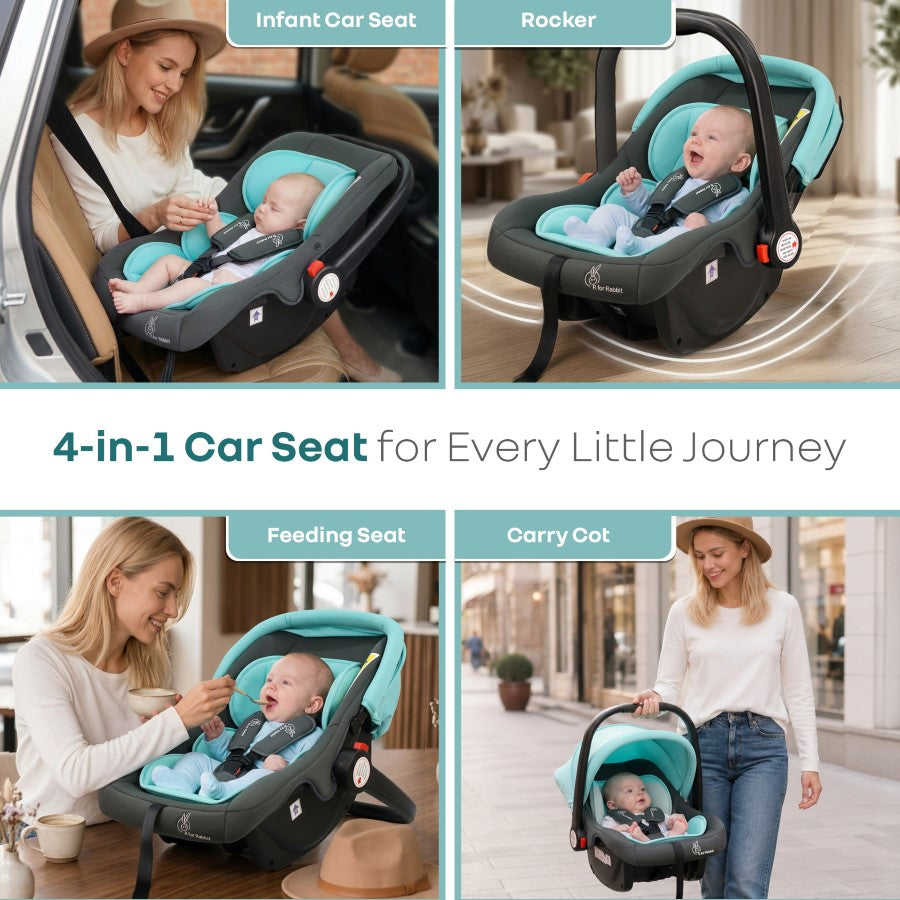 Picaboo 4 In 1 Multipurpose Baby Carry Cot With Personalized Name Tag - Blue Grey