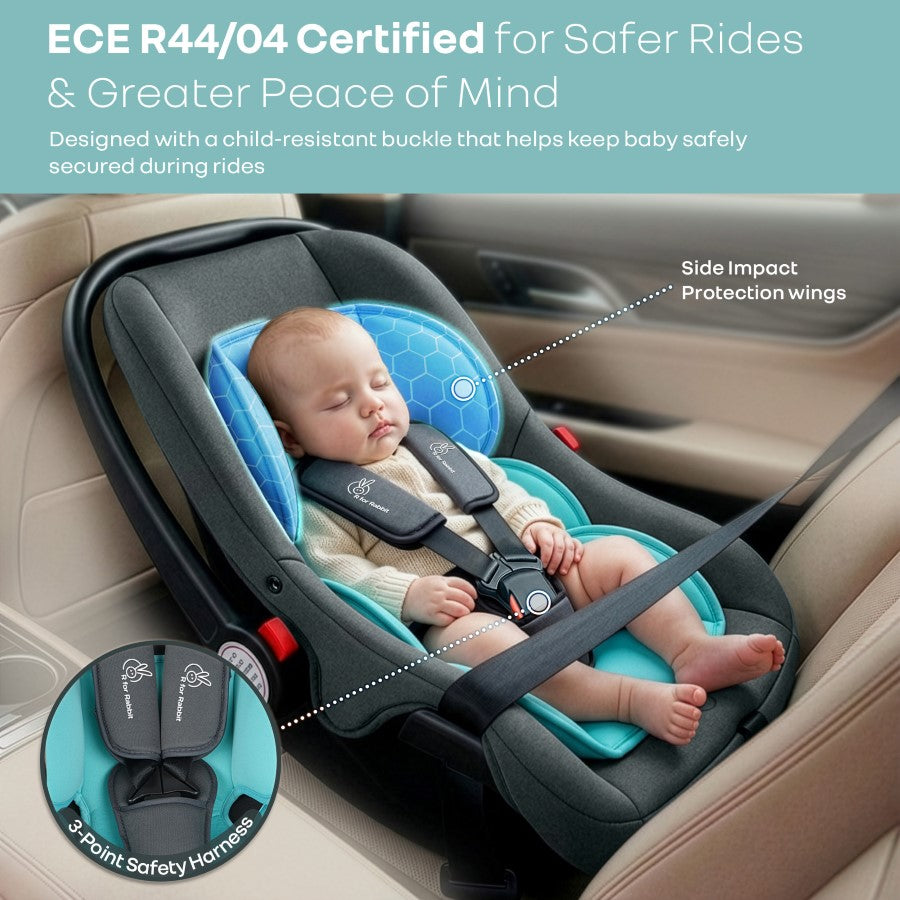 Picaboo 4 In 1 Multipurpose Baby Carry Cot Cum Car Seat With Safety Belt - Blue Grey