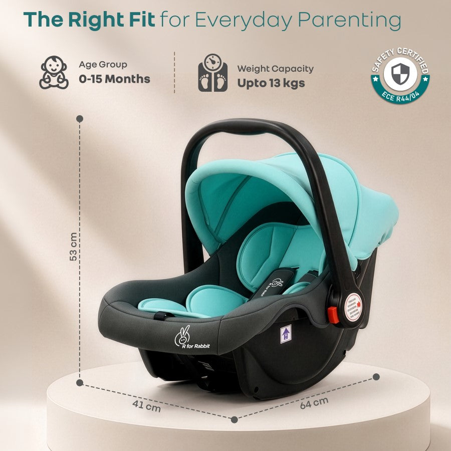 Picaboo 4 In 1 Multipurpose Baby Carry Cot Cum Car Seat With Safety Belt - Blue Grey