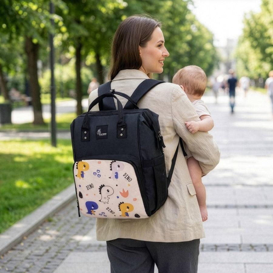 Caramello Dino Diaper Bag For Mother With 11 Pockets - Beige