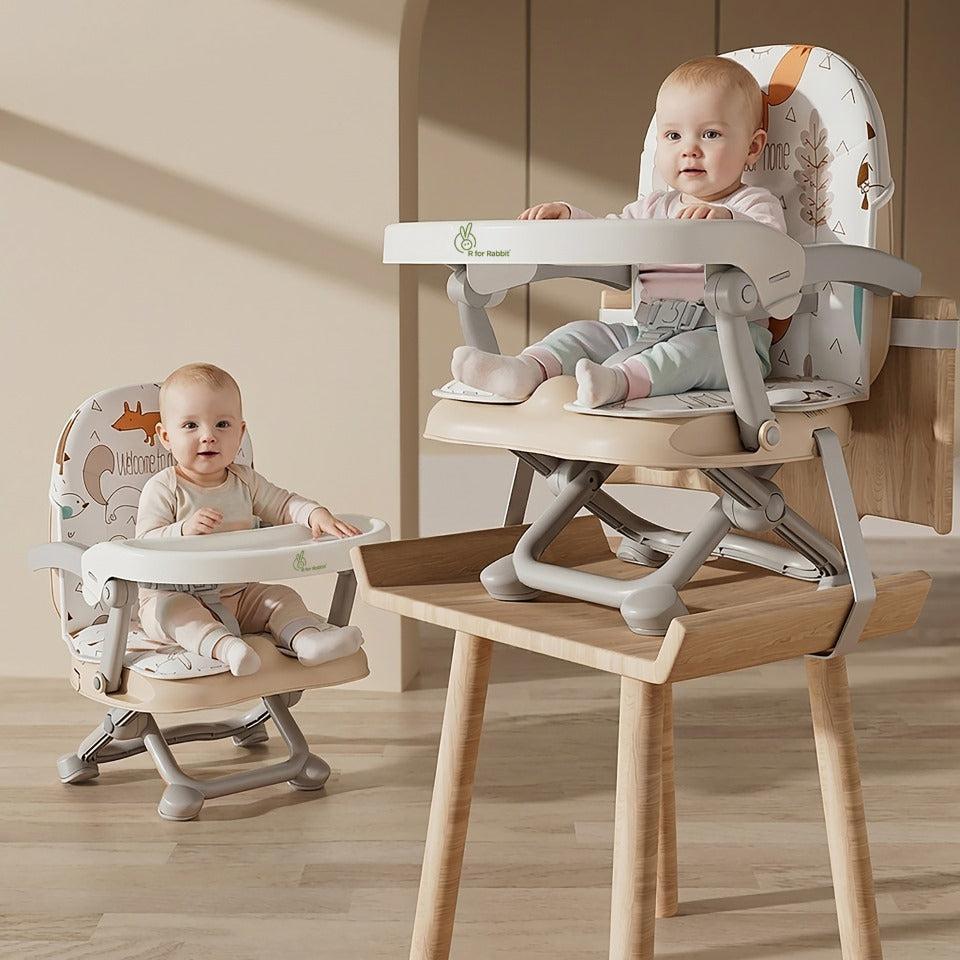 Candy Pop Booster Chair - 4 Level Height Adjustment, Light Weight, Travel Friendly - Beige