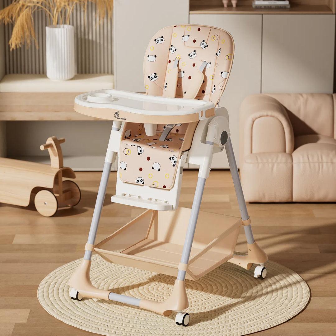 Marshmallow High Chair - 7 Level Height Adjustment, 3 Recline Modes, Adjustable & Removable Double Meal Tray, 6 months-5 years