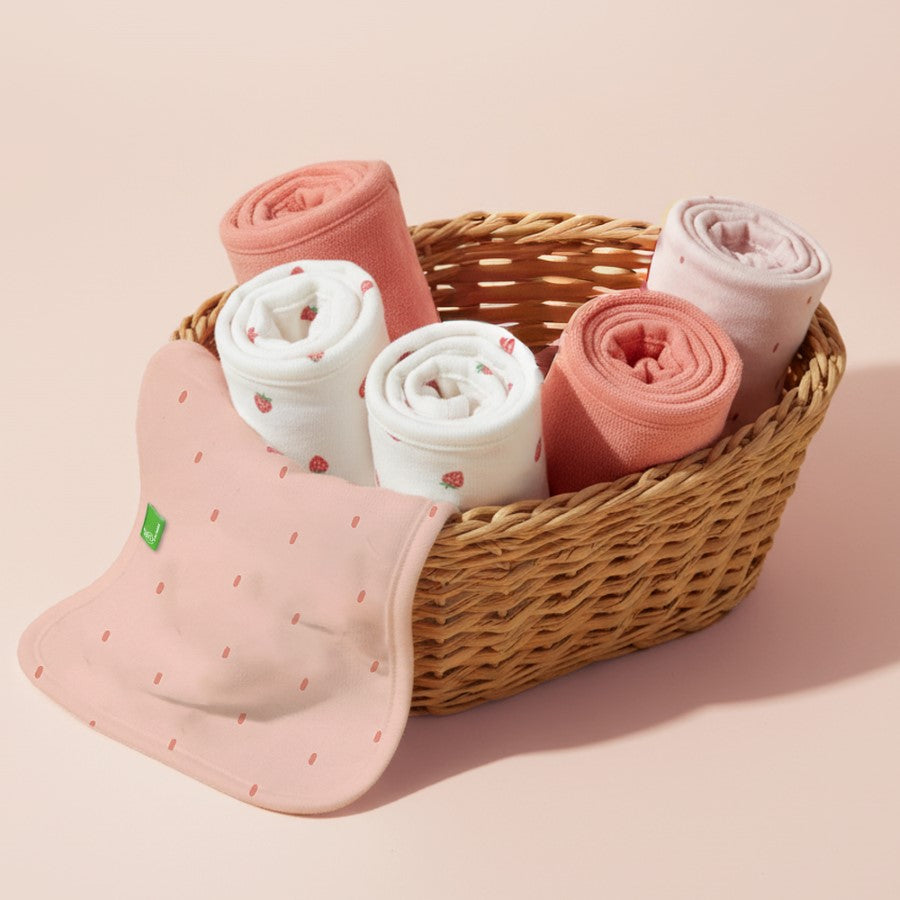 Softkins Washcloth - Ultra-Soft Cotton Baby Washcloth (Pack of 6) - Berry Pink