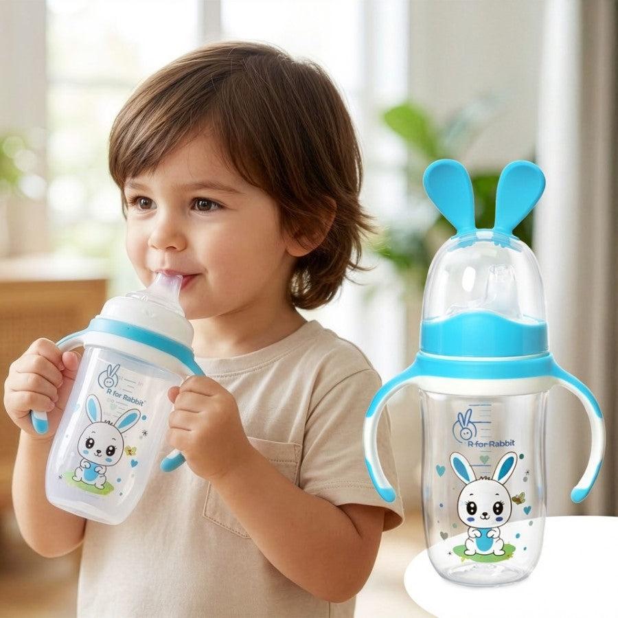 Bunny Baby Spout Sippy Cup 240ML With Soft Silicon Spout for Baby 6 Months+ - Blue