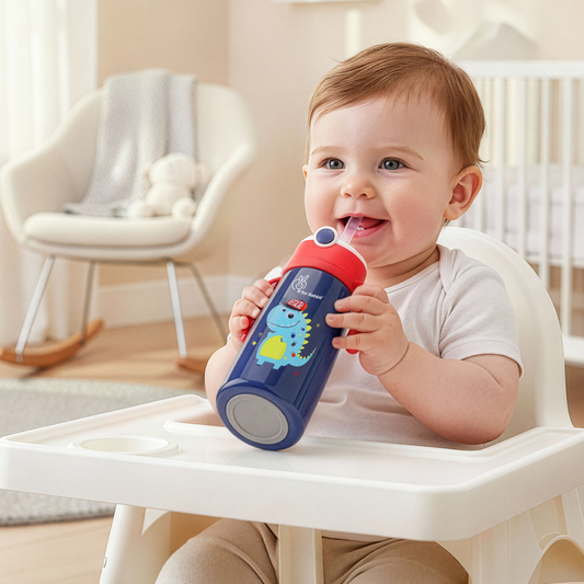 Steebo Safari Stainless Steel Sipper Bottle for Kids 500ml - Blue Dino