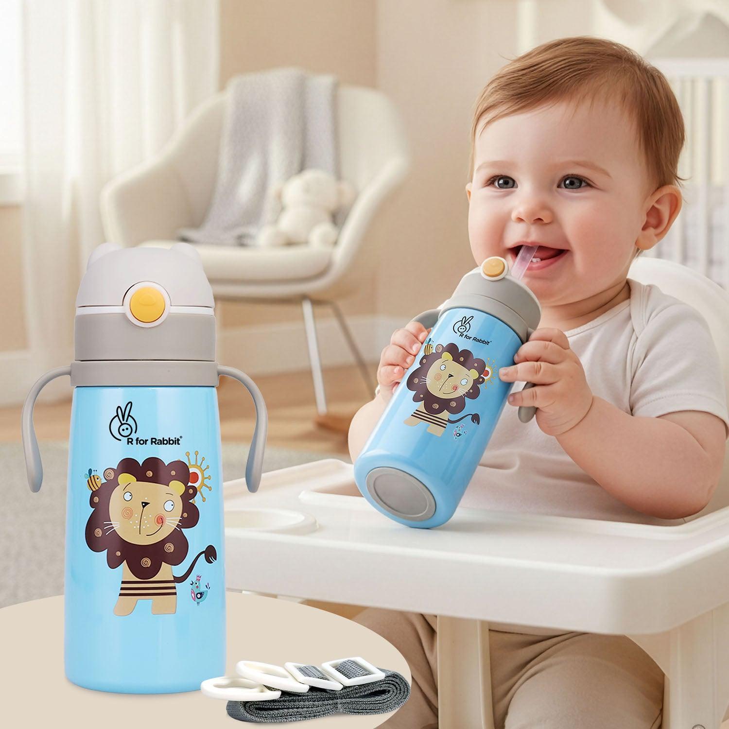 Steebo Safari Stainless Steel Sipper Bottle for Kids 500ml - Blue Lion