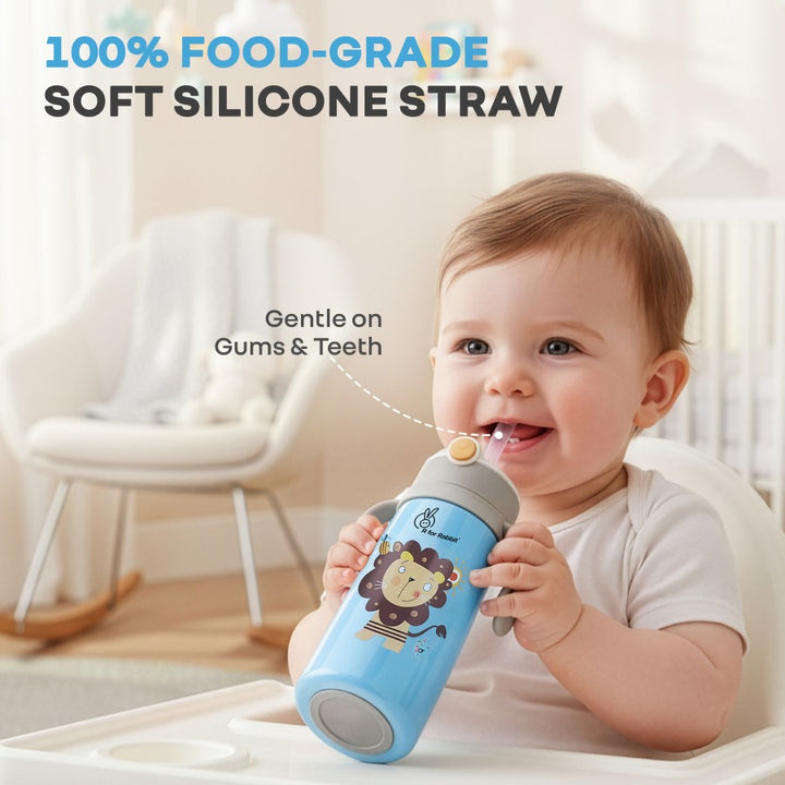 Steebo Safari Stainless Steel Sipper Bottle for Kids 500ml - Blue Lion