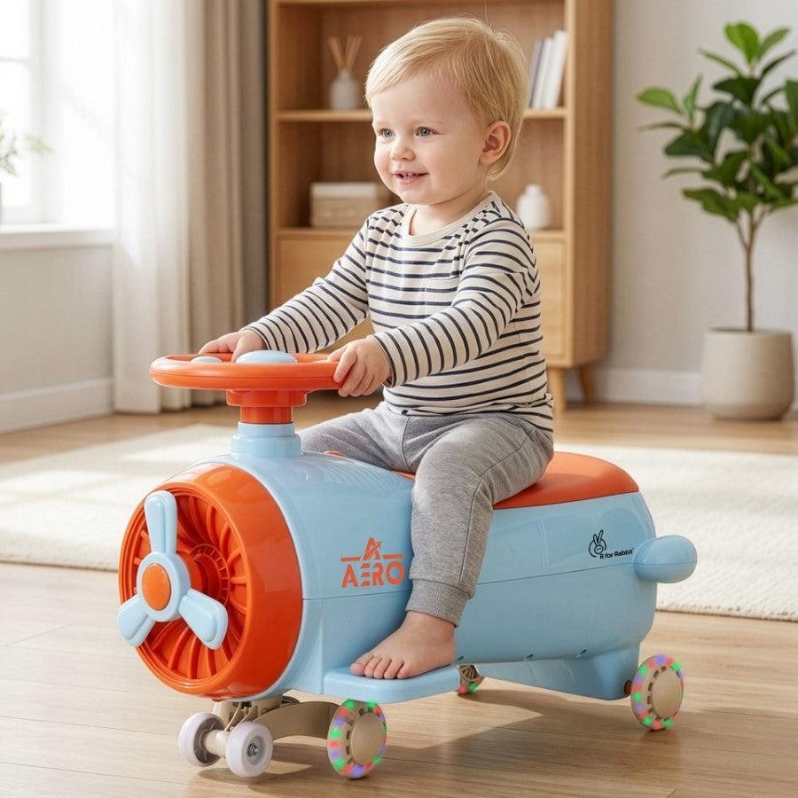 Iya Iya Aero Swing Car for kids 2 in 1 Ride On With ABEC 7 Bearing - Blue Orange