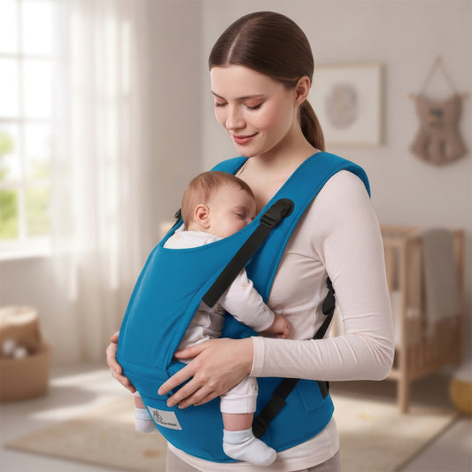 Upsy Daisy Cozy Ergonomic 5-in-1 Hip Sit Baby Carrier for All-Day Comfort - Denim Blue