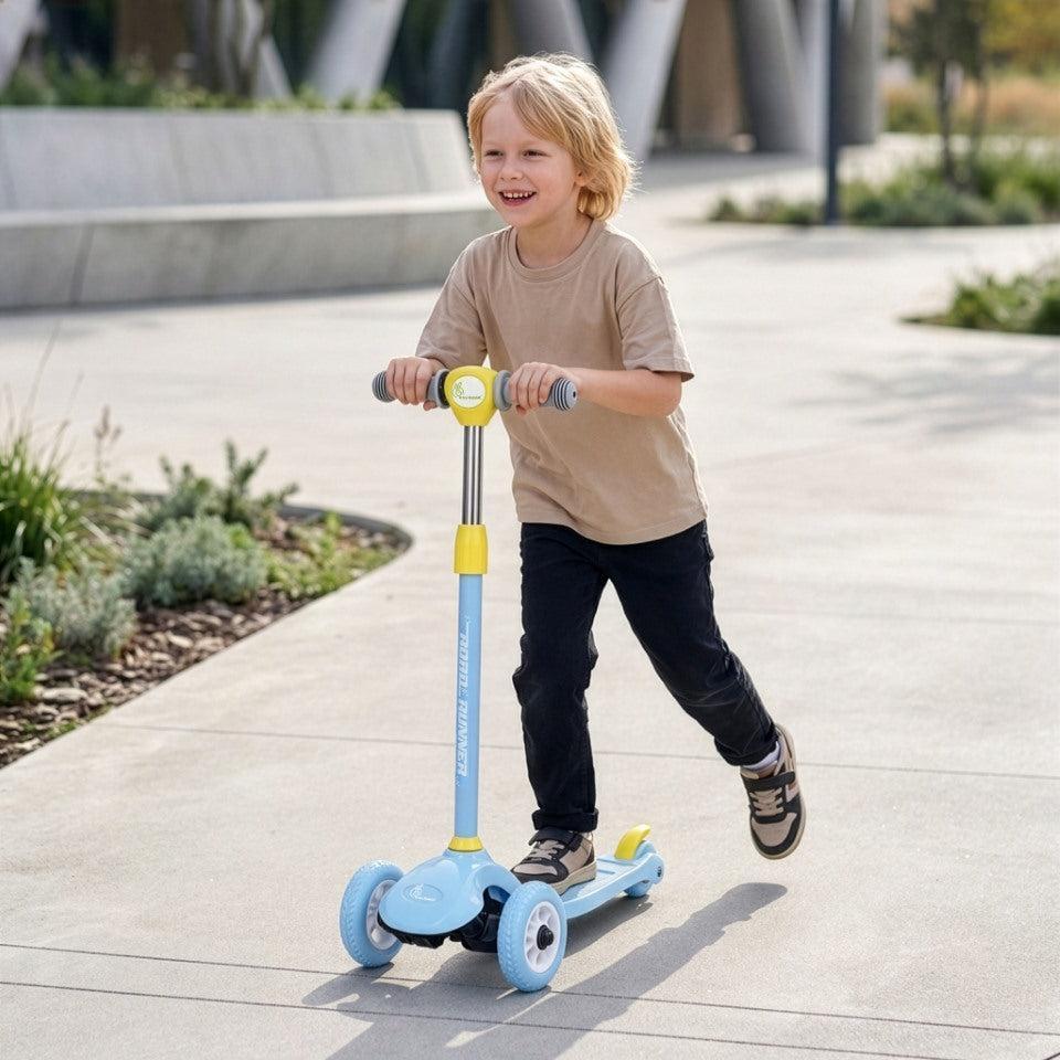Road Runner Junior Scooter - 3 Level Height Adjustment, Anti Slip Deck - Blue