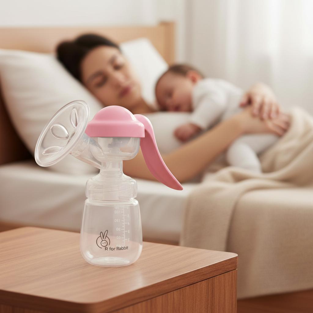 First Feed Cozy Manual Feeding Breast Pump With 2 Suction Level Adjustment - Blush Pink