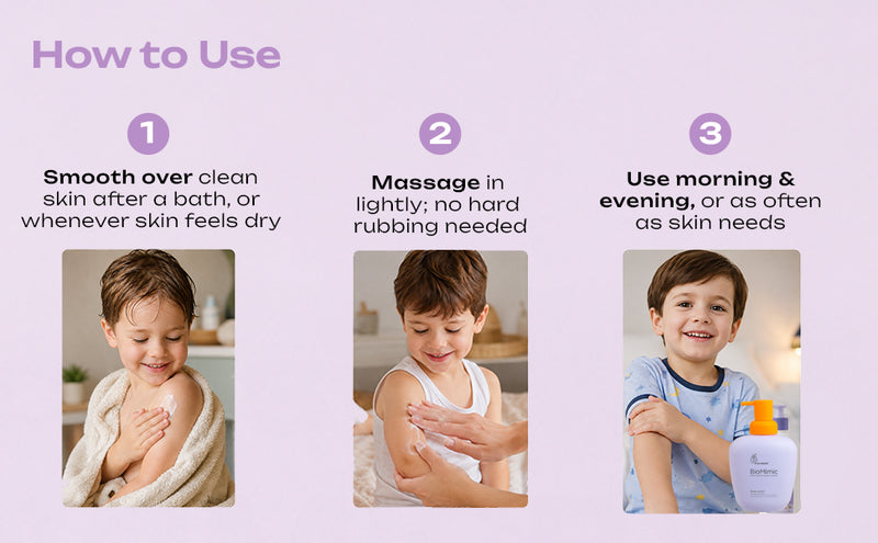 BioMimic Nourish Kit - Baby Moisturiser + Body Lotion + Face Cream for Newborns & Kids