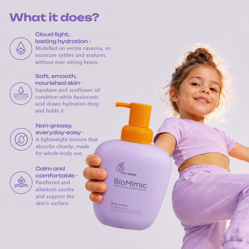 BioMimic Body Lotion for Babies 400ml - Daily Moisturising, Non-Greasy