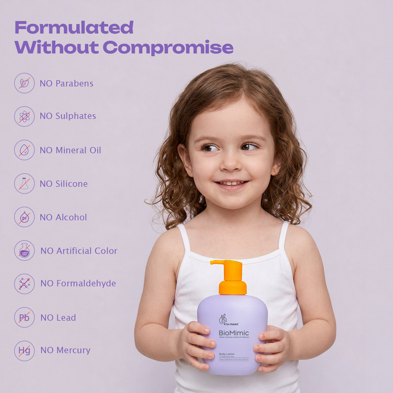 BioMimic Body Lotion for Babies 400ml - Daily Moisturising, Non-Greasy