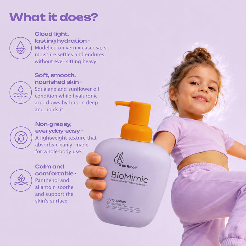 BioMimic Body Lotion for Babies - Daily Moisturising, Non-Greasy 200 ml