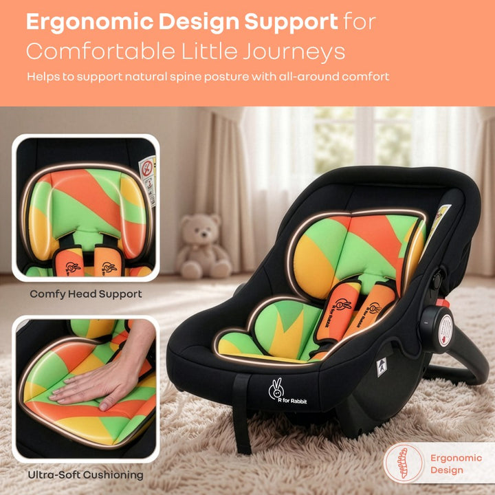 Picaboo 4 In 1 Multipurpose Baby Carry Cot Cum Car Seat With Safety Belt - Colorful