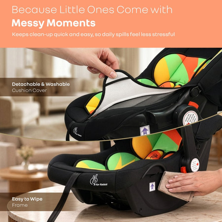 Picaboo 4 In 1 Multipurpose Baby Carry Cot Cum Car Seat With Safety Belt - Colorful